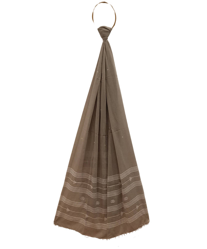 Light brown handwoven cotton jamdani dupatta