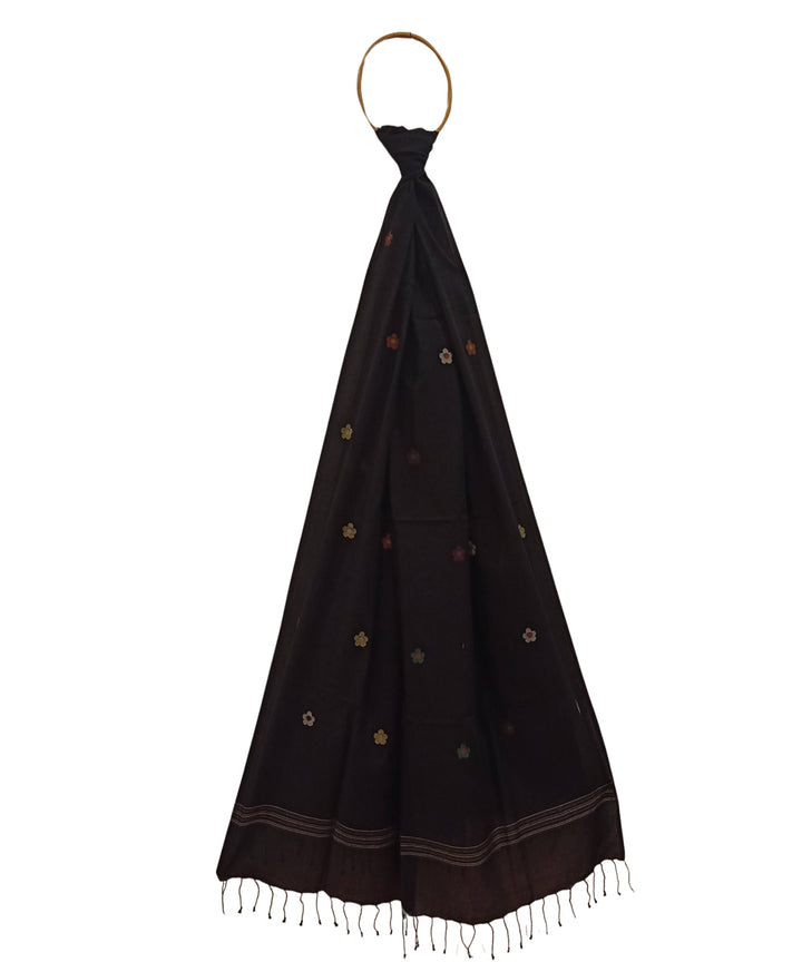 Black  handwoven cotton jamdani dupatta