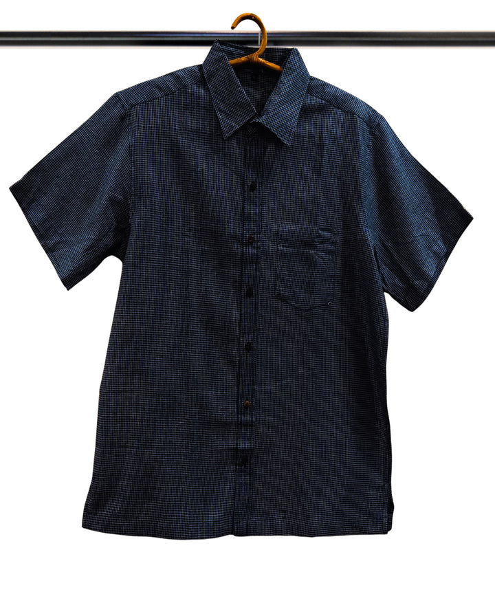 Naby blue white half sleeve checks shirt