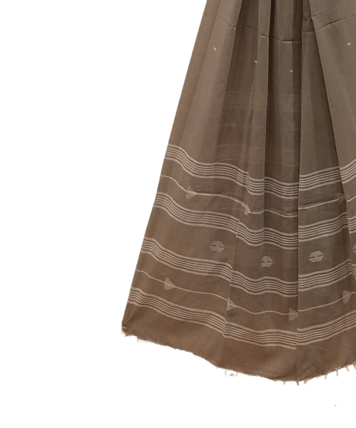 Light brown handwoven cotton jamdani dupatta