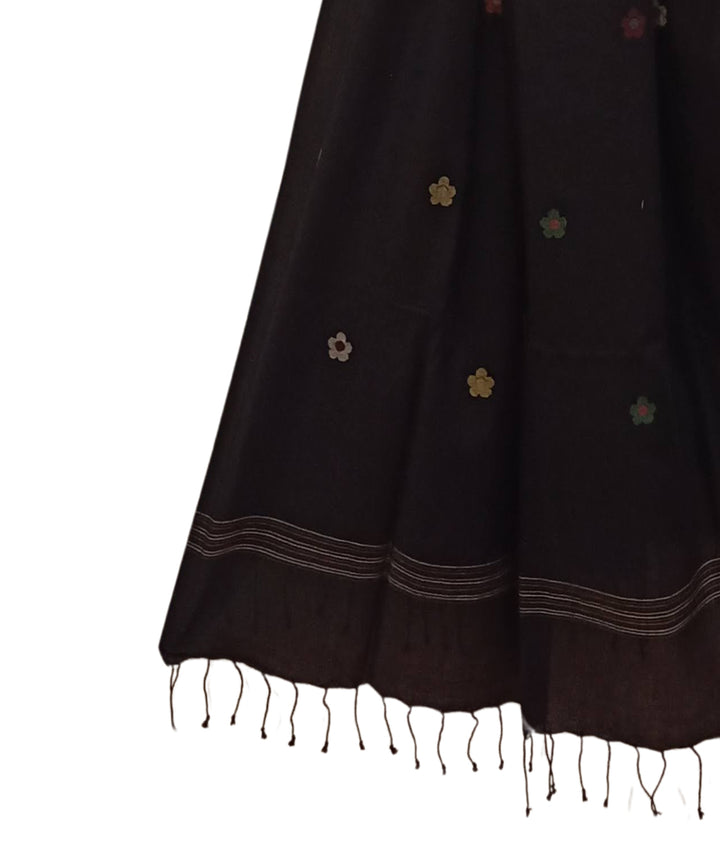 Black  handwoven cotton jamdani dupatta