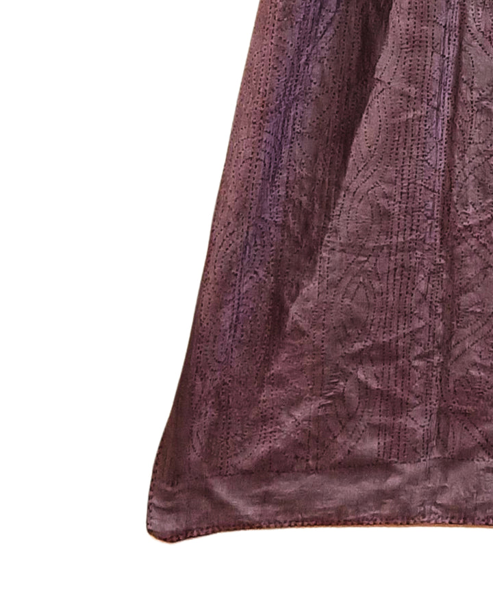 Grey handwoven silk kantha stitch stole