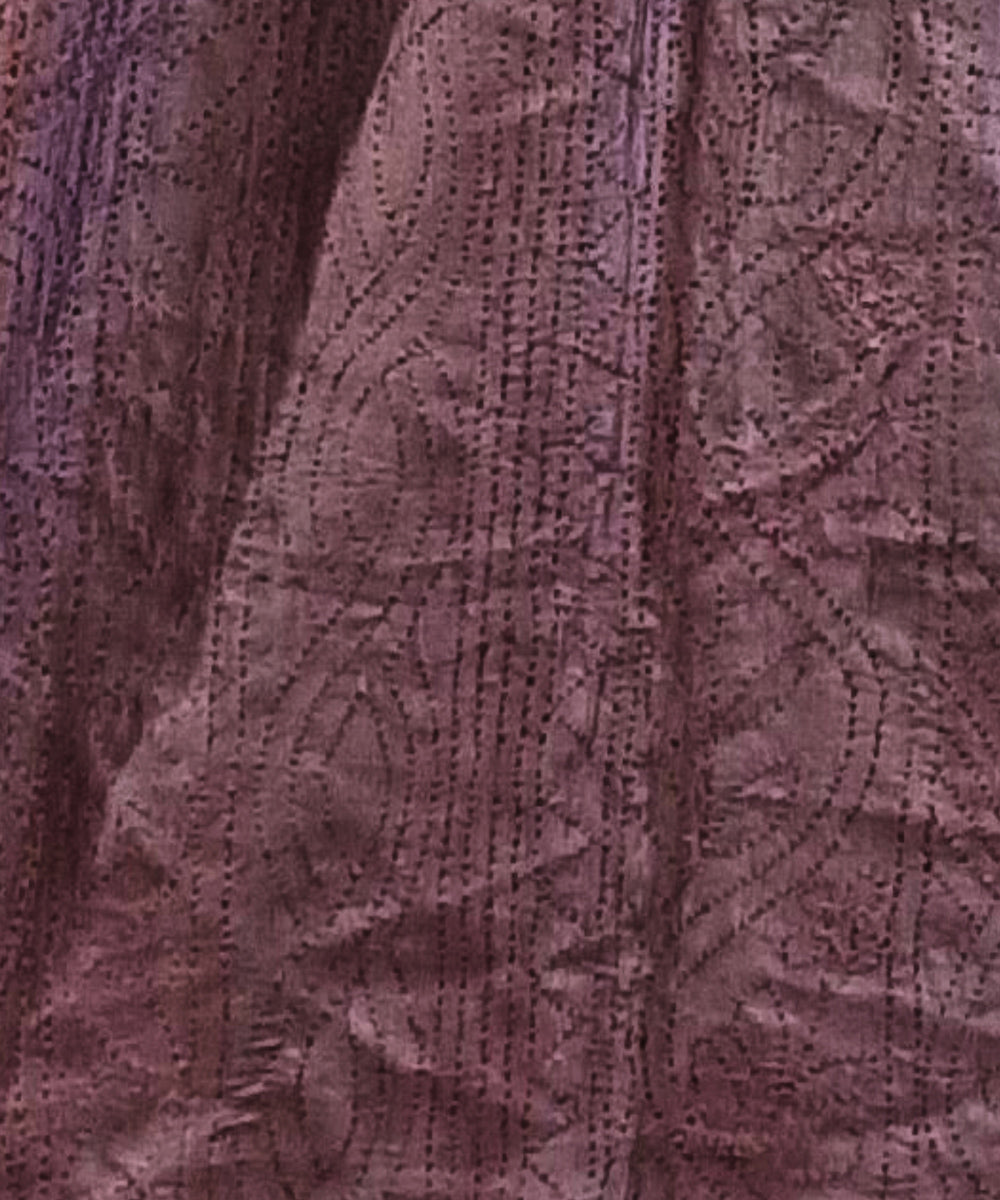 Grey handwoven silk kantha stitch stole