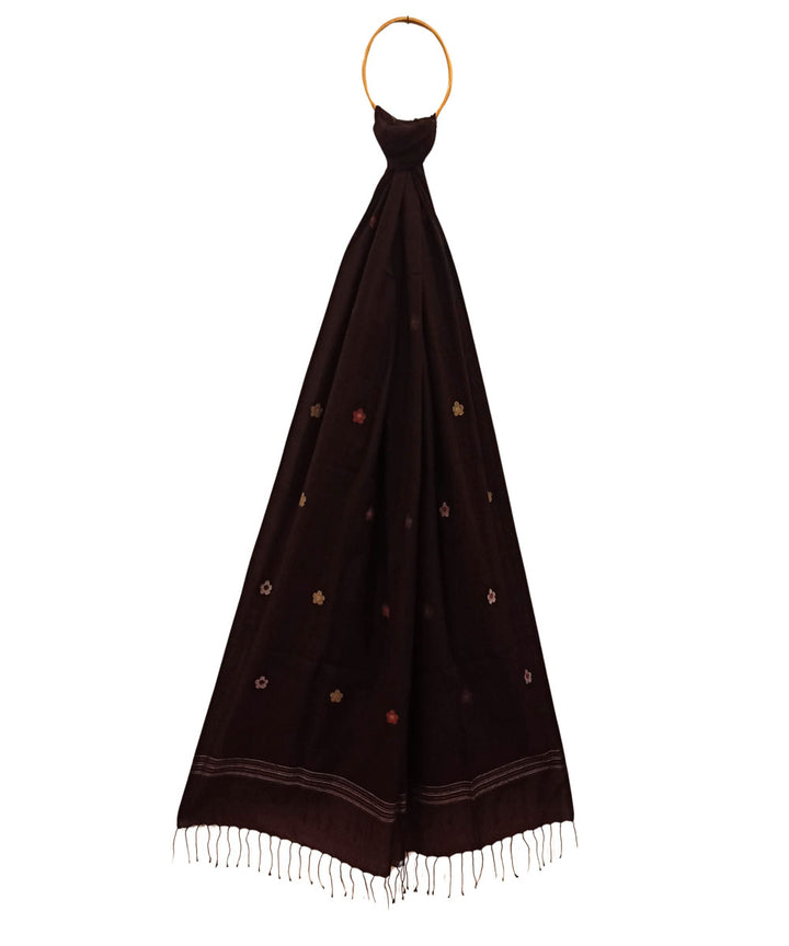 Rust handwoven cotton jamdani dupatta