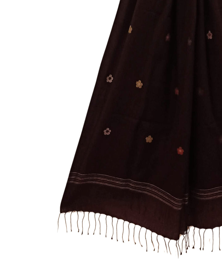 Rust handwoven cotton jamdani dupatta