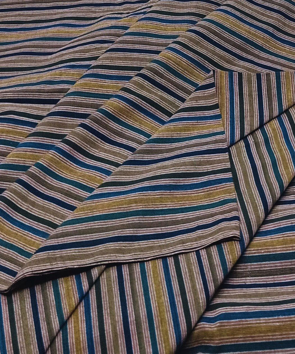 Multicolor strip handwoven cotton natural dye fabric