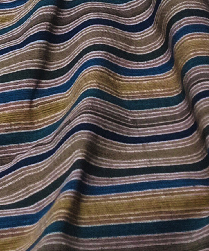 Multicolor strip handwoven cotton natural dye fabric