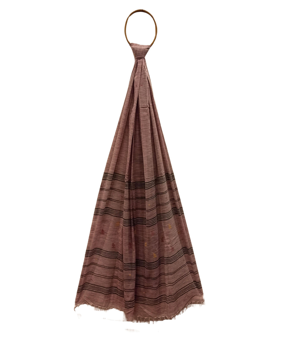 Maroon black handwoven cotton jamdani dupatta