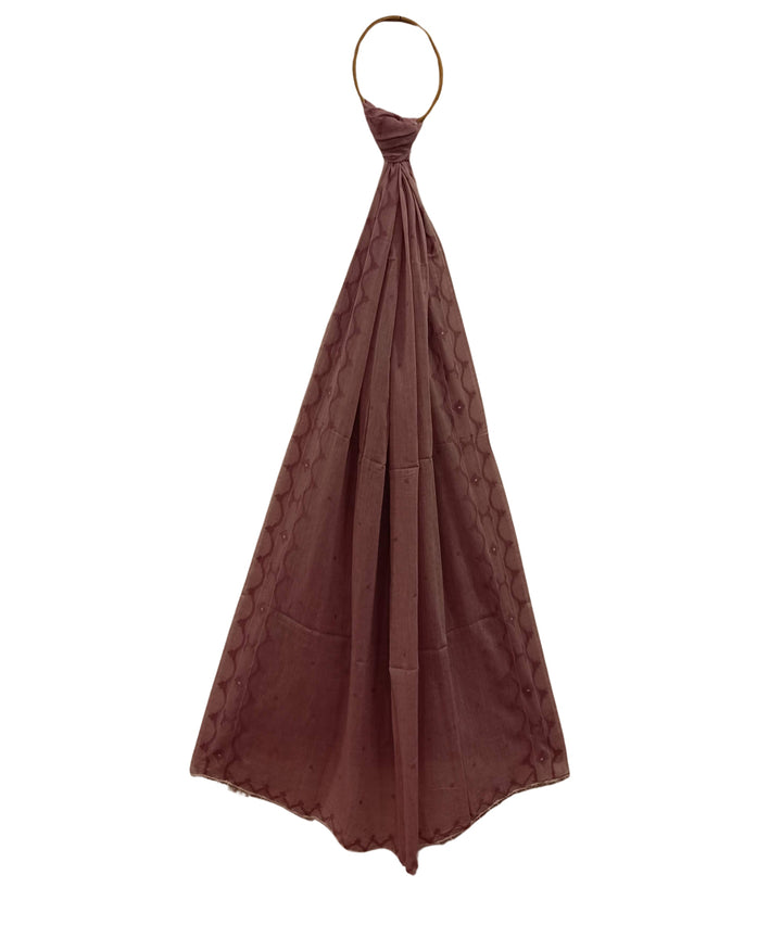 Light brown handwoven cotton jamdani dupatta