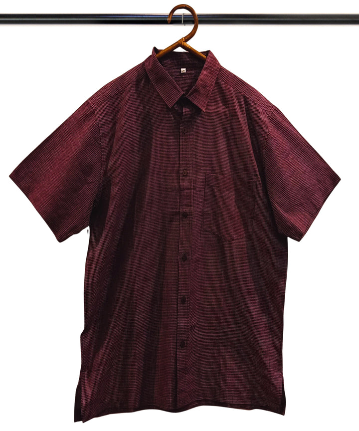 Mauve white half sleeve checks shirt