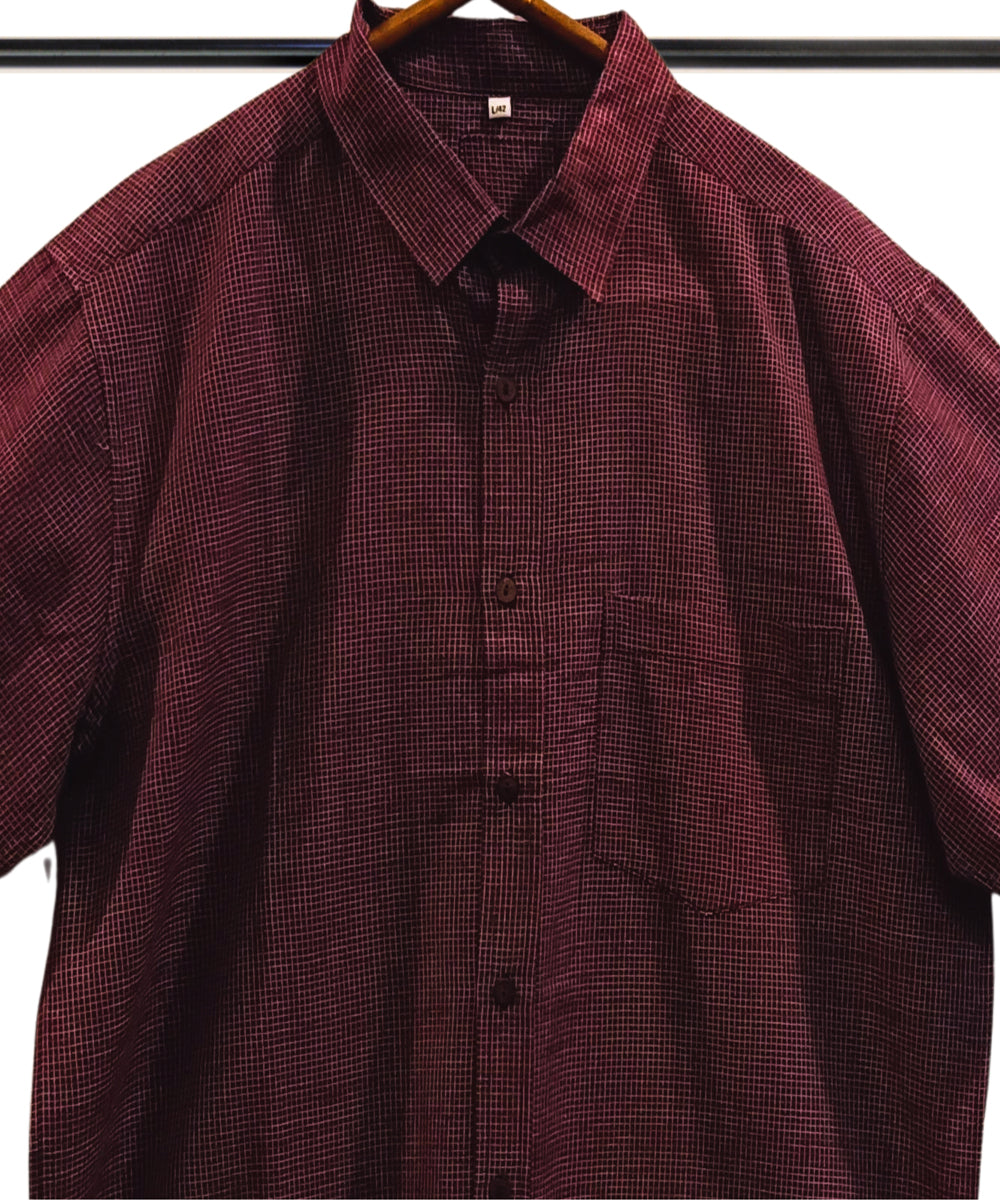 Mauve white half sleeve checks shirt