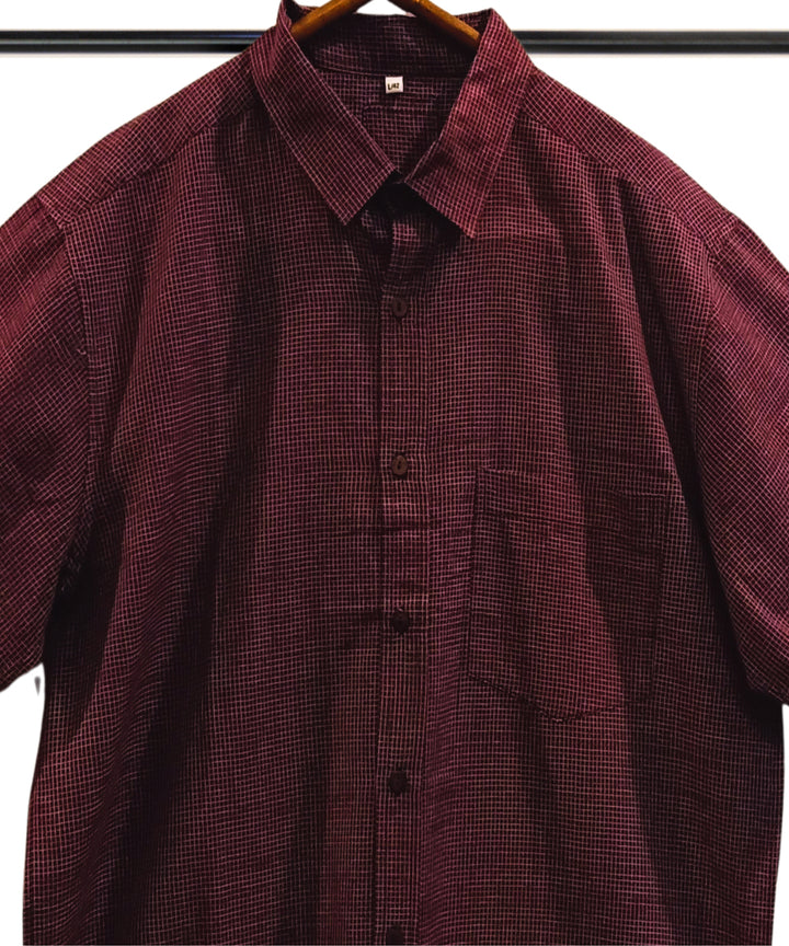Mauve white half sleeve checks shirt