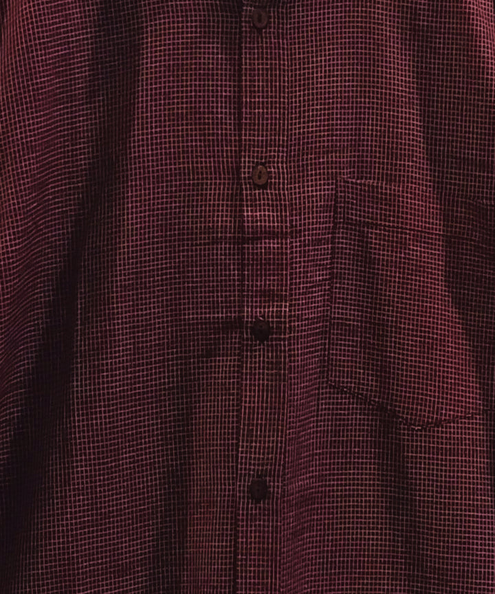 Mauve white half sleeve checks shirt