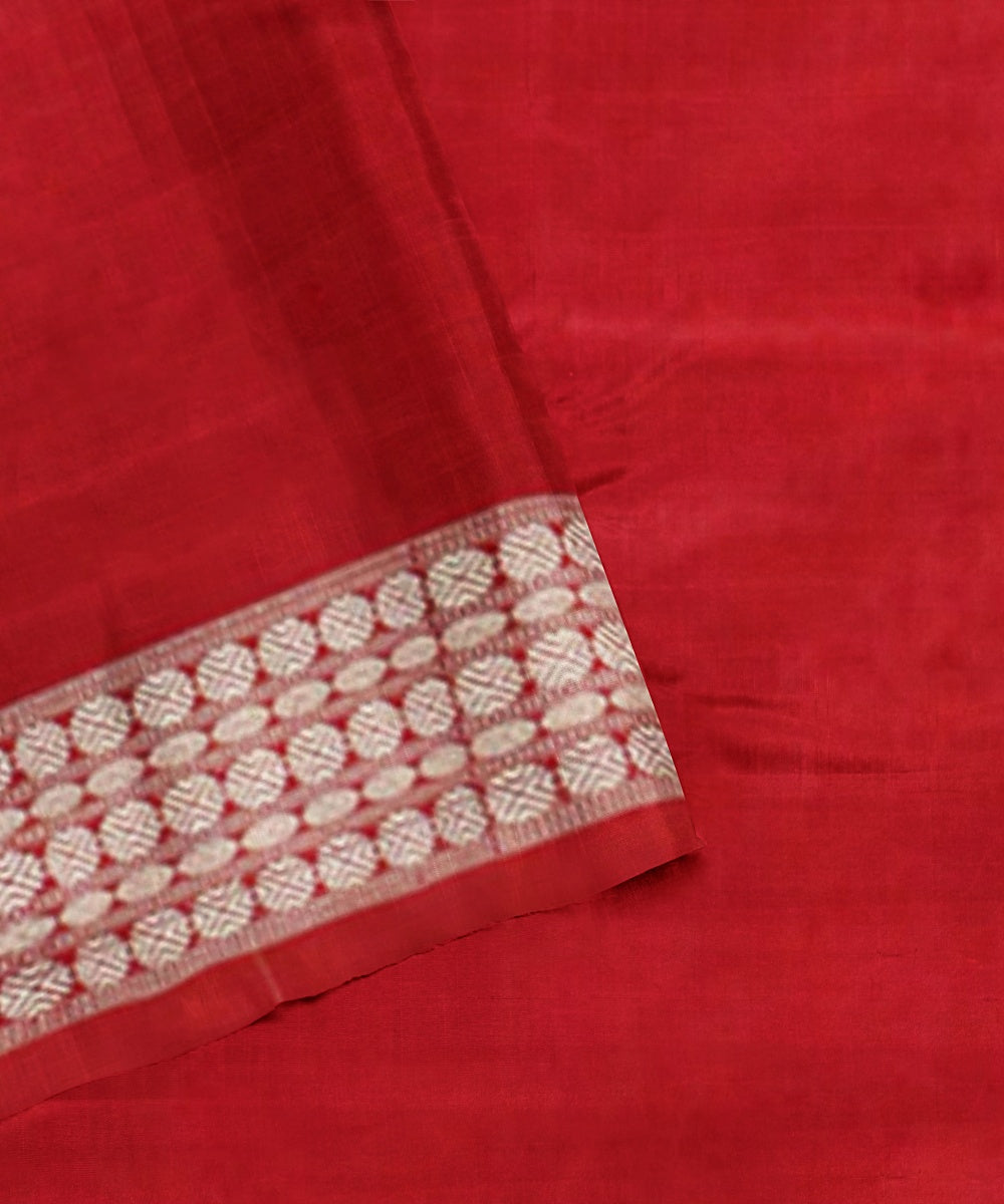 Yellow red striped silk handloom bomkai saree