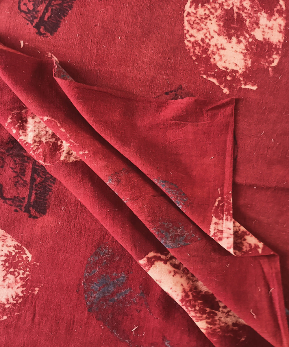 2.5m red black handspun handwoven cotton ajrakh kurta material