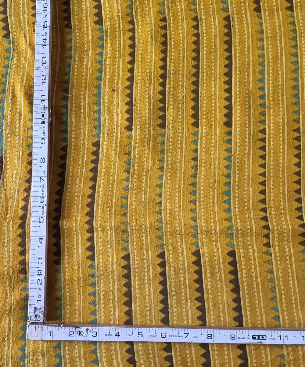 1m yellow striped handspun handwoven cotton ajrakh Blouse Piece