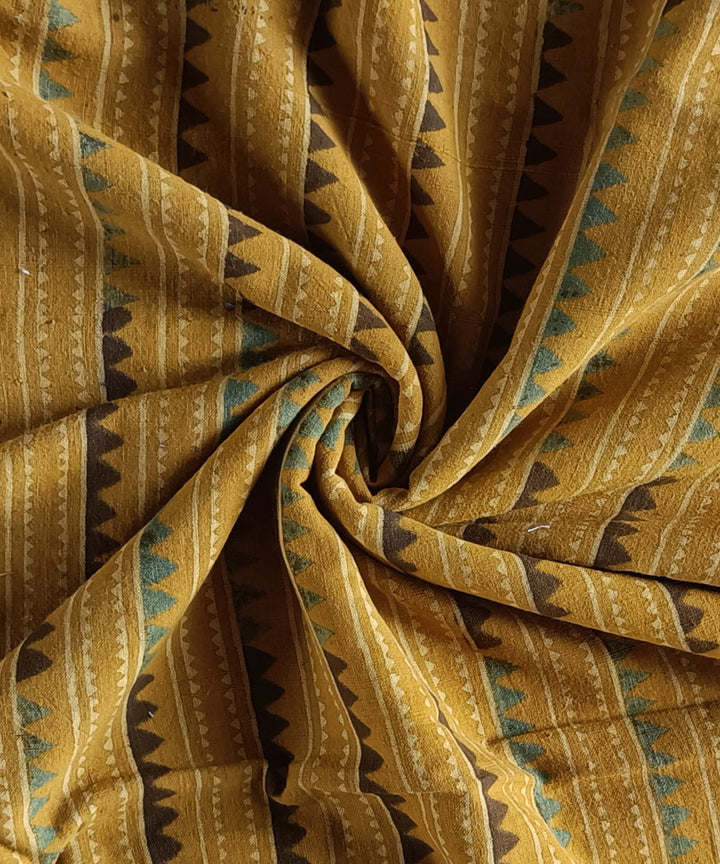 1m yellow striped handspun handwoven cotton ajrakh Blouse Piece