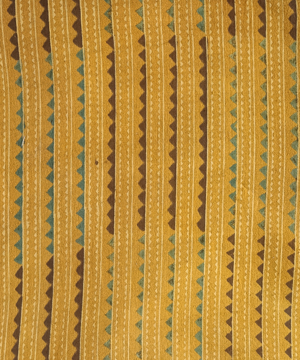 1m yellow striped handspun handwoven cotton ajrakh Blouse Piece