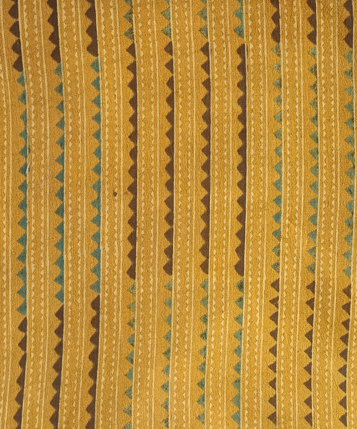 1m yellow striped handspun handwoven cotton ajrakh Blouse Piece