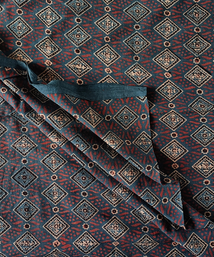 2.5m blue black red handspun handwoven cotton ajrakh kurta material