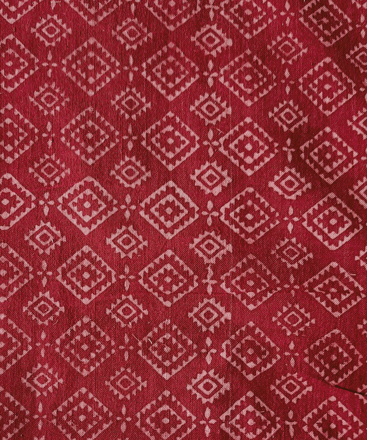 2.5m red cream handspun handwoven cotton ajrakh kurta material