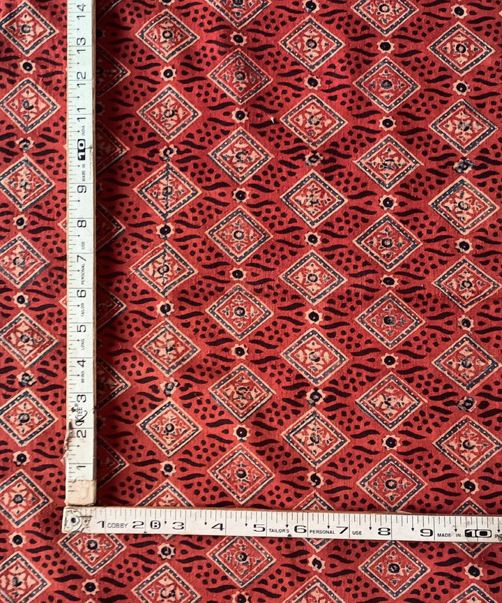 2.5m red green handspun handwoven cotton ajrakh kurta material