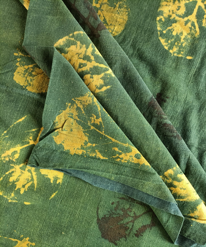 2.5m green yellow cotton handspun handwoven ajrakh kurta material