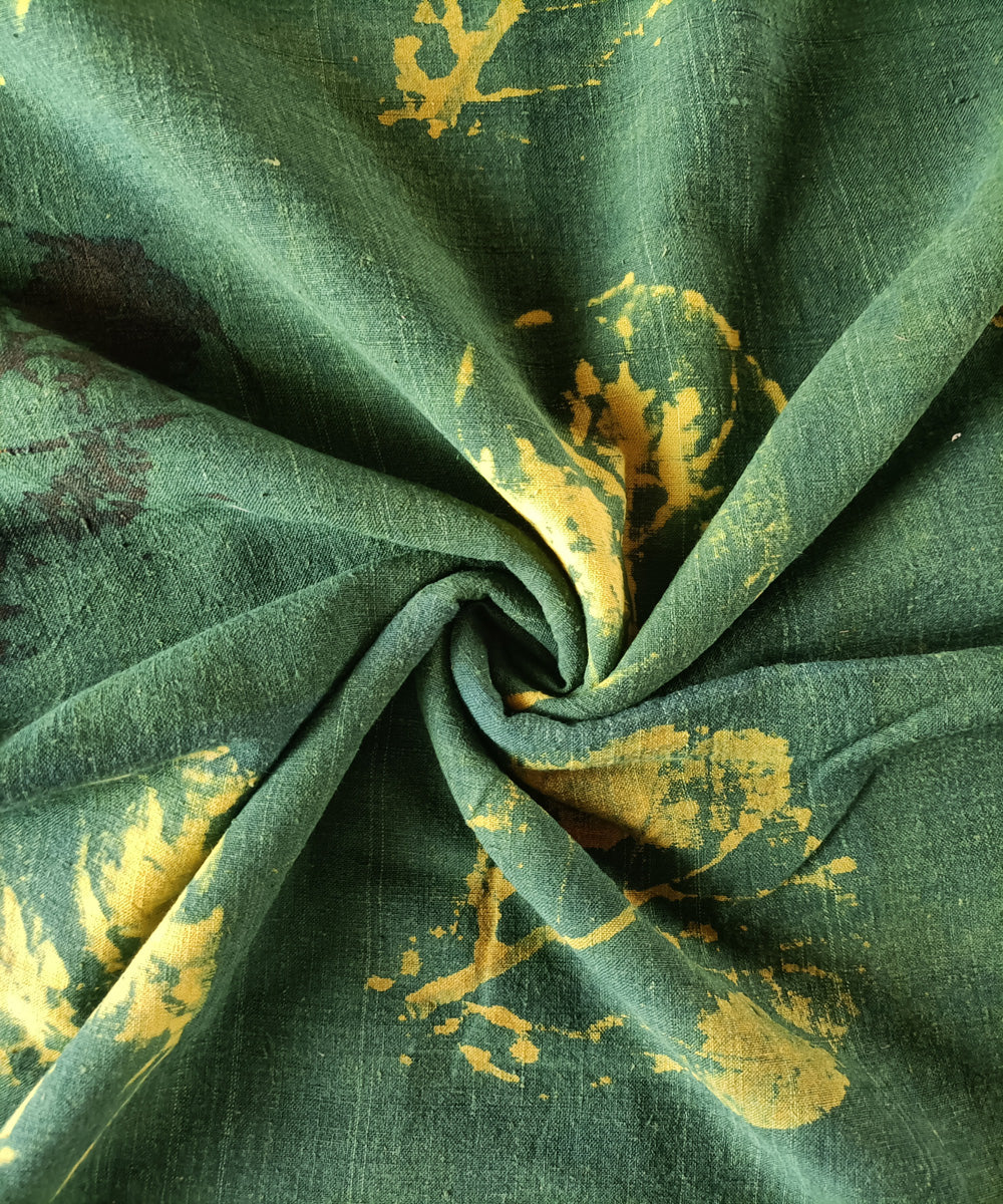 2.5m green yellow cotton handspun handwoven ajrakh kurta material