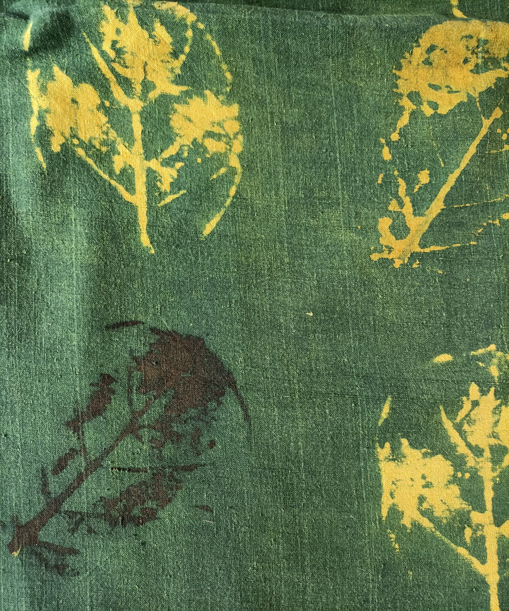 2.5m green yellow cotton handspun handwoven ajrakh kurta material