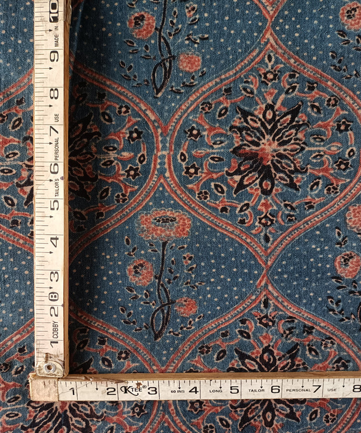 2.5m blue red cotton handspun handwoven ajrakh kurta material