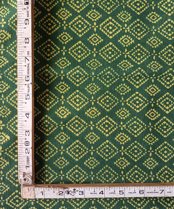 2.5m green yellow handspun cotton handwoven ajrakh kurta material