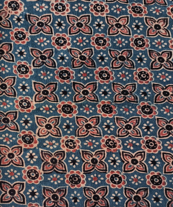 2.5m blue red black handspun handwoven cotton ajrakh kurta material