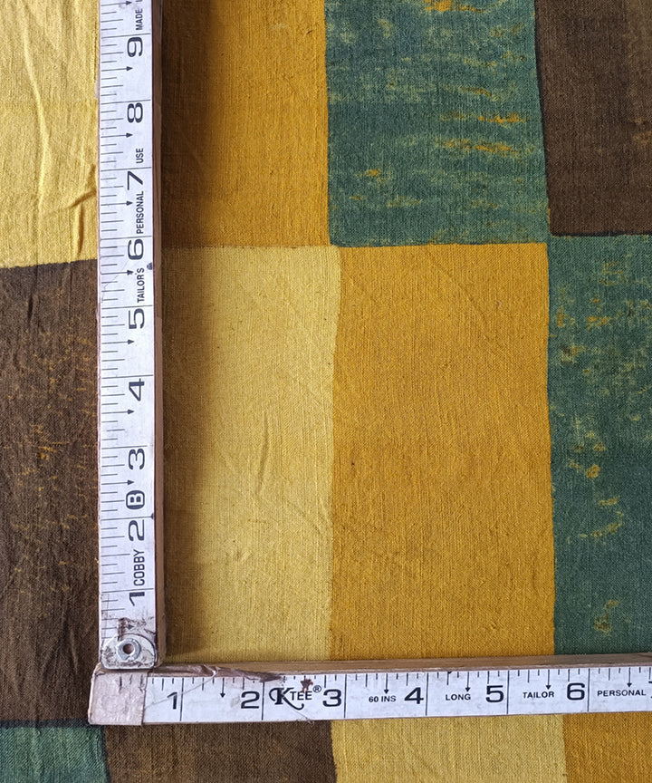 2.5m green cream yellow handspun handwoven ajrakh kurta material