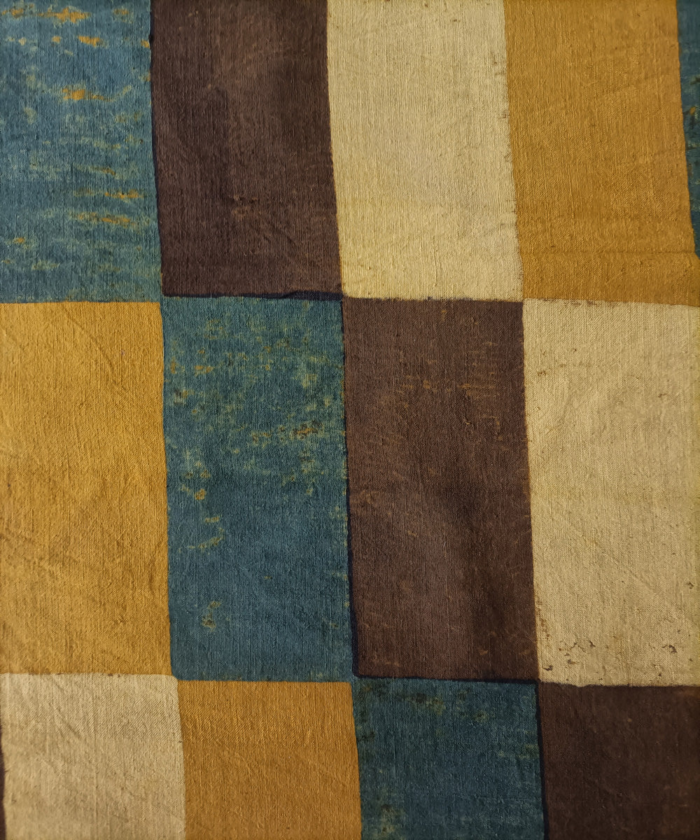 2.5m green cream yellow handspun handwoven ajrakh kurta material