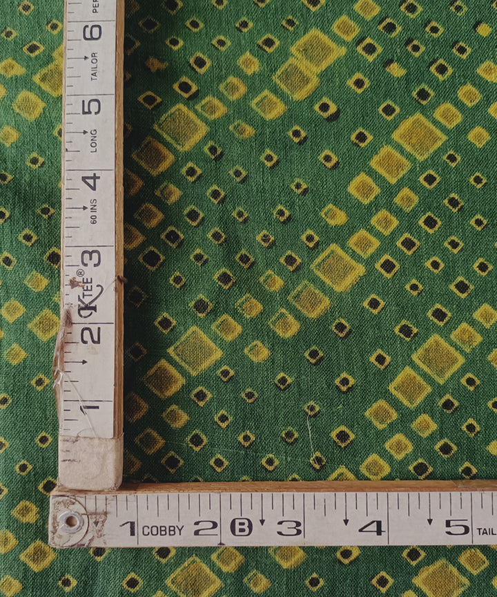2.5m green yellow handspun handwoven cotton ajrakh kurta material