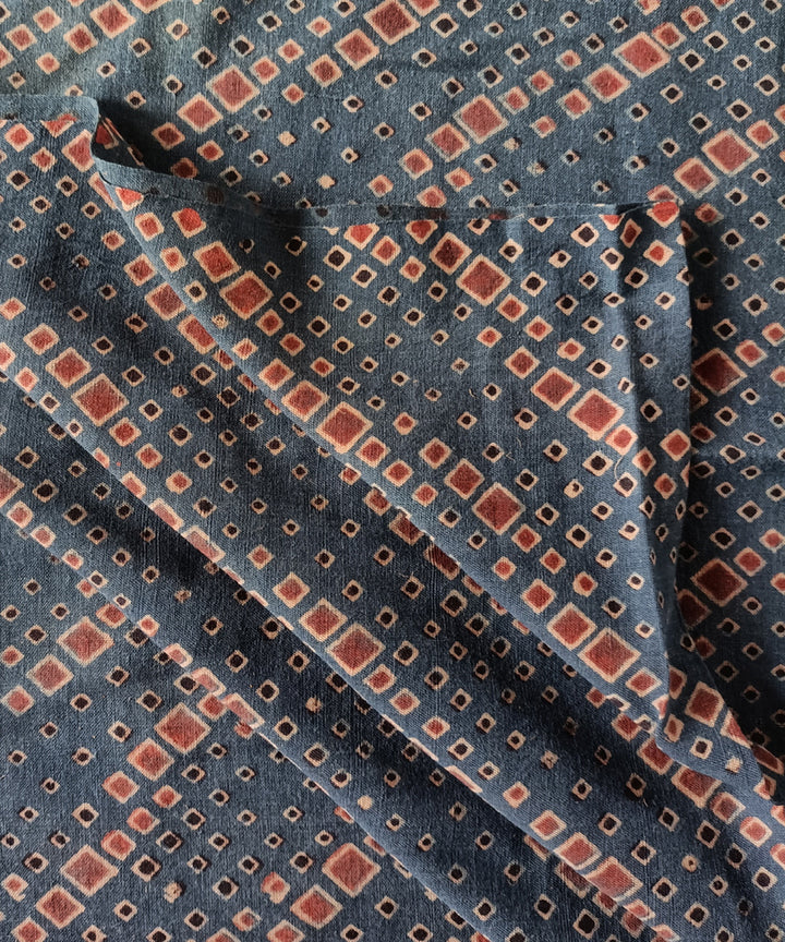 2.5m blue ream black handspun handwoven cotton ajrakh kurta material