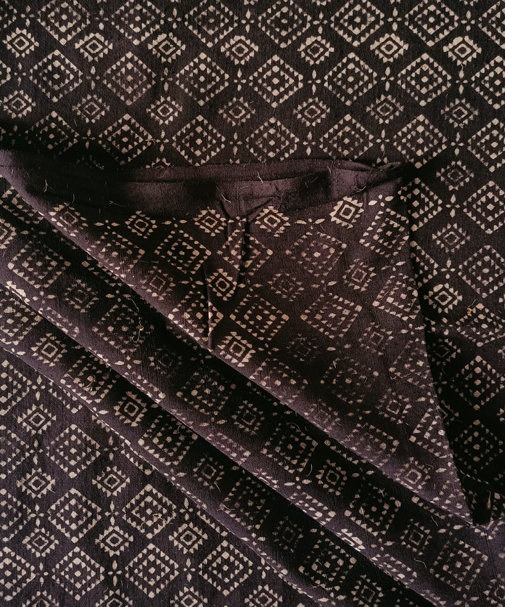 2.5m coffee handspun handwoven cotton ajrakh kurta material
