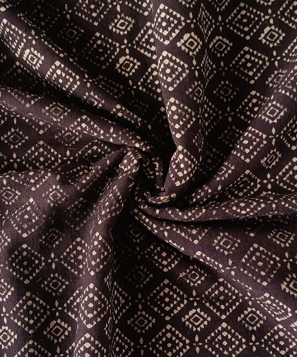 2.5m coffee handspun handwoven cotton ajrakh kurta material