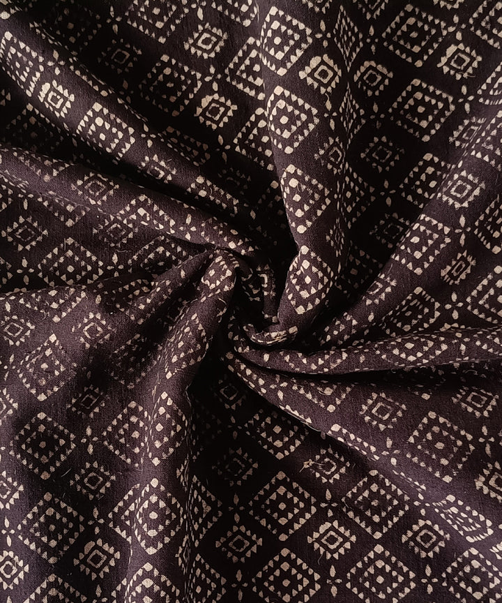 2.5m coffee handspun handwoven cotton ajrakh kurta material