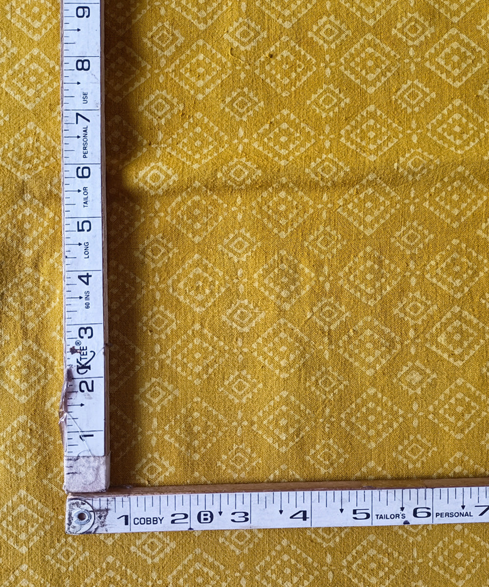 2.5m yellow green handspun handwoven cotton ajrakh kurta material