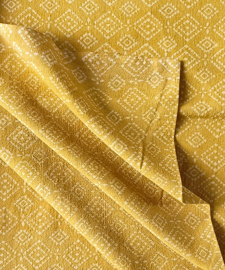 2.5m yellow green handspun handwoven cotton ajrakh kurta material