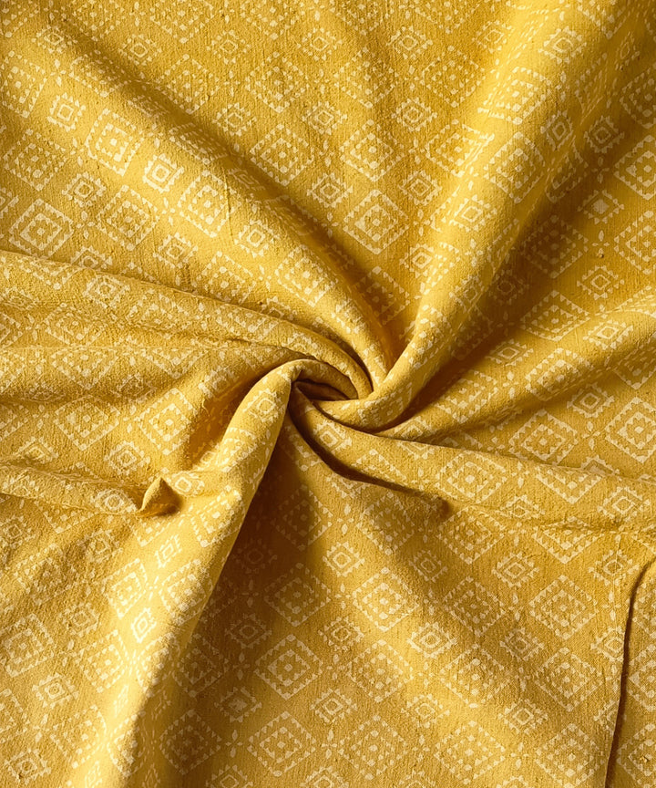 2.5m yellow green handspun handwoven cotton ajrakh kurta material