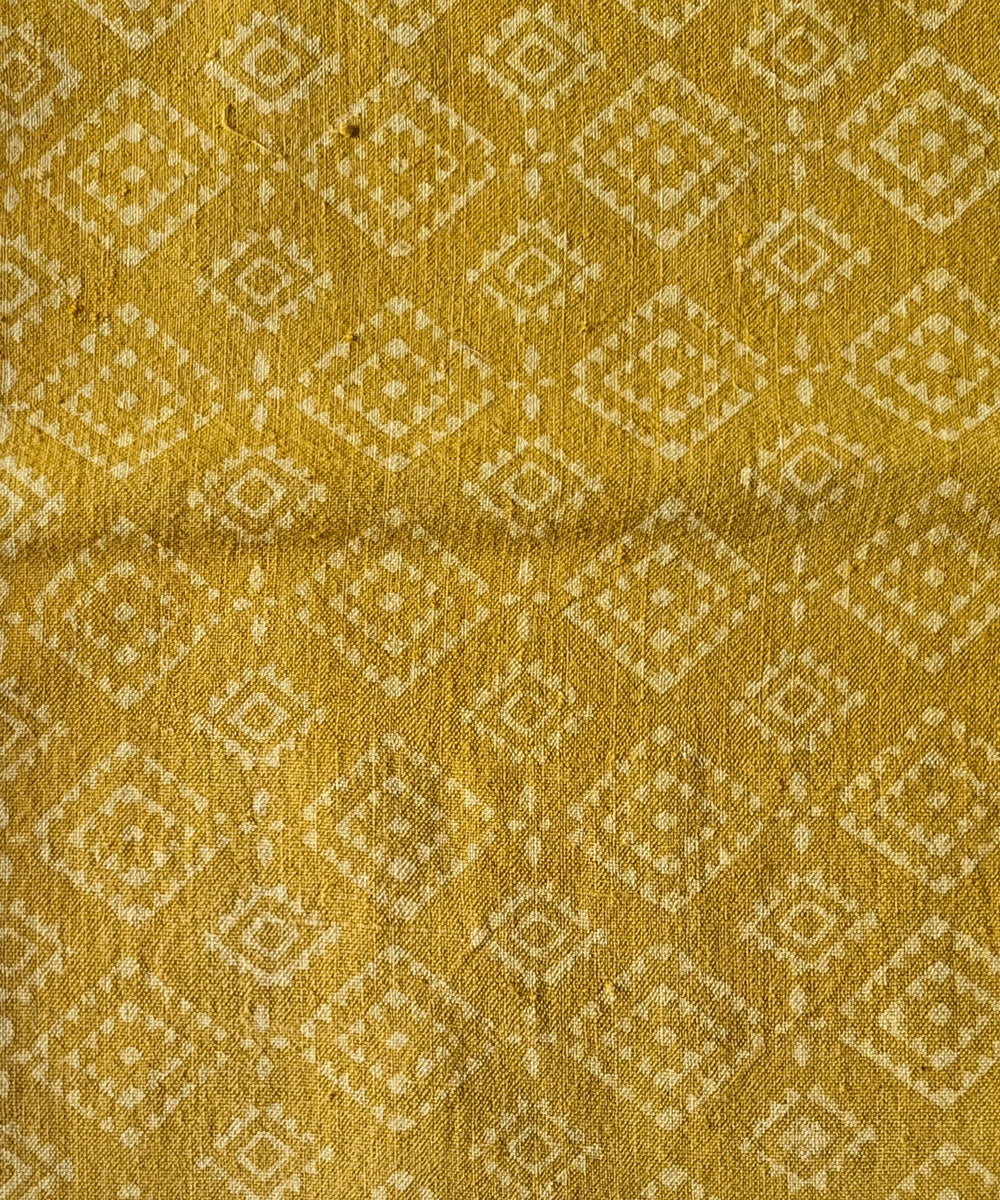 2.5m yellow green handspun handwoven cotton ajrakh kurta material