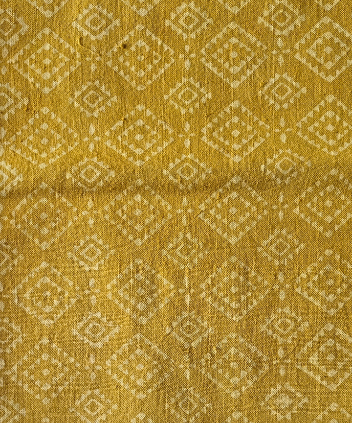 2.5m yellow green handspun handwoven cotton ajrakh kurta material