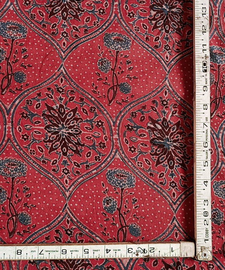 2.5m red blue handspun handwoven cotton ajrakh kurta material