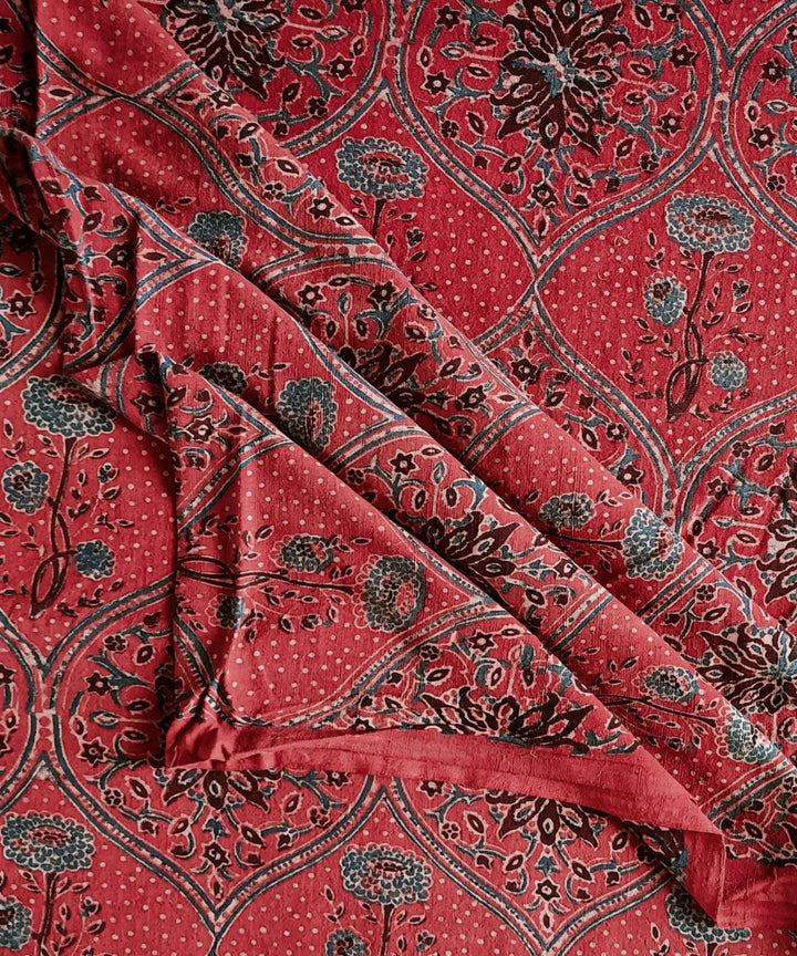 2.5m red blue handspun handwoven cotton ajrakh kurta material