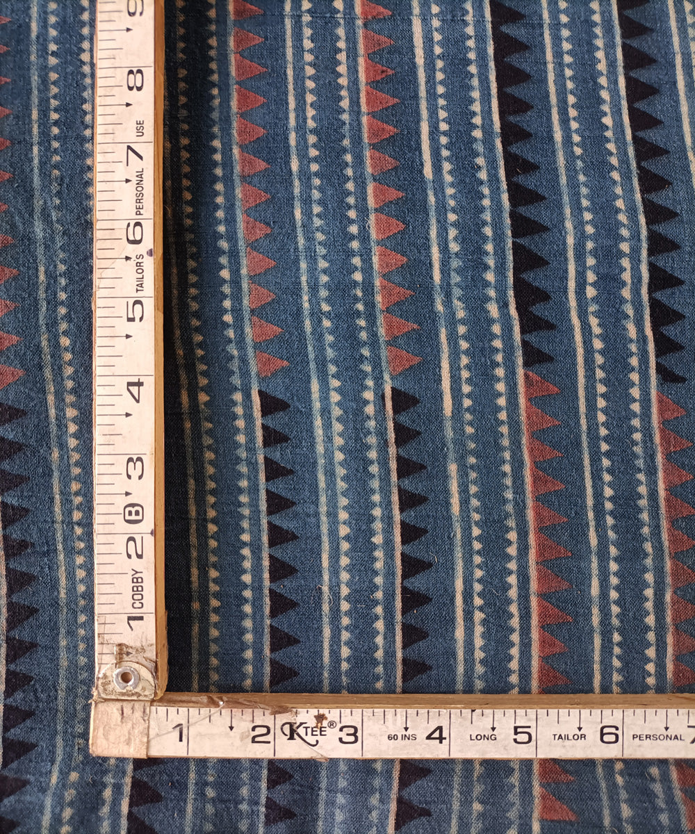 2.5m blue multicolor handspun handwoven cotton ajrakh kurta material