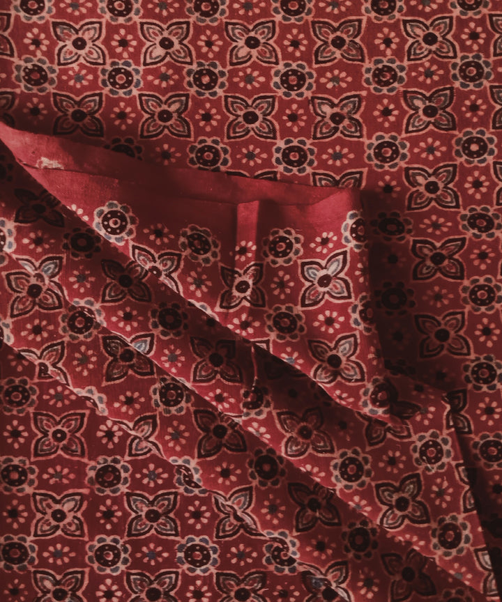 2.5m red coffee handspun handwoven ajrakh cotton kurta material