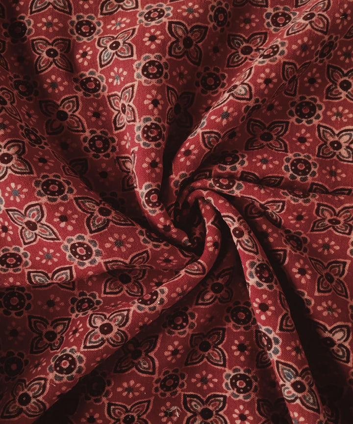 2.5m red coffee handspun handwoven ajrakh cotton kurta material