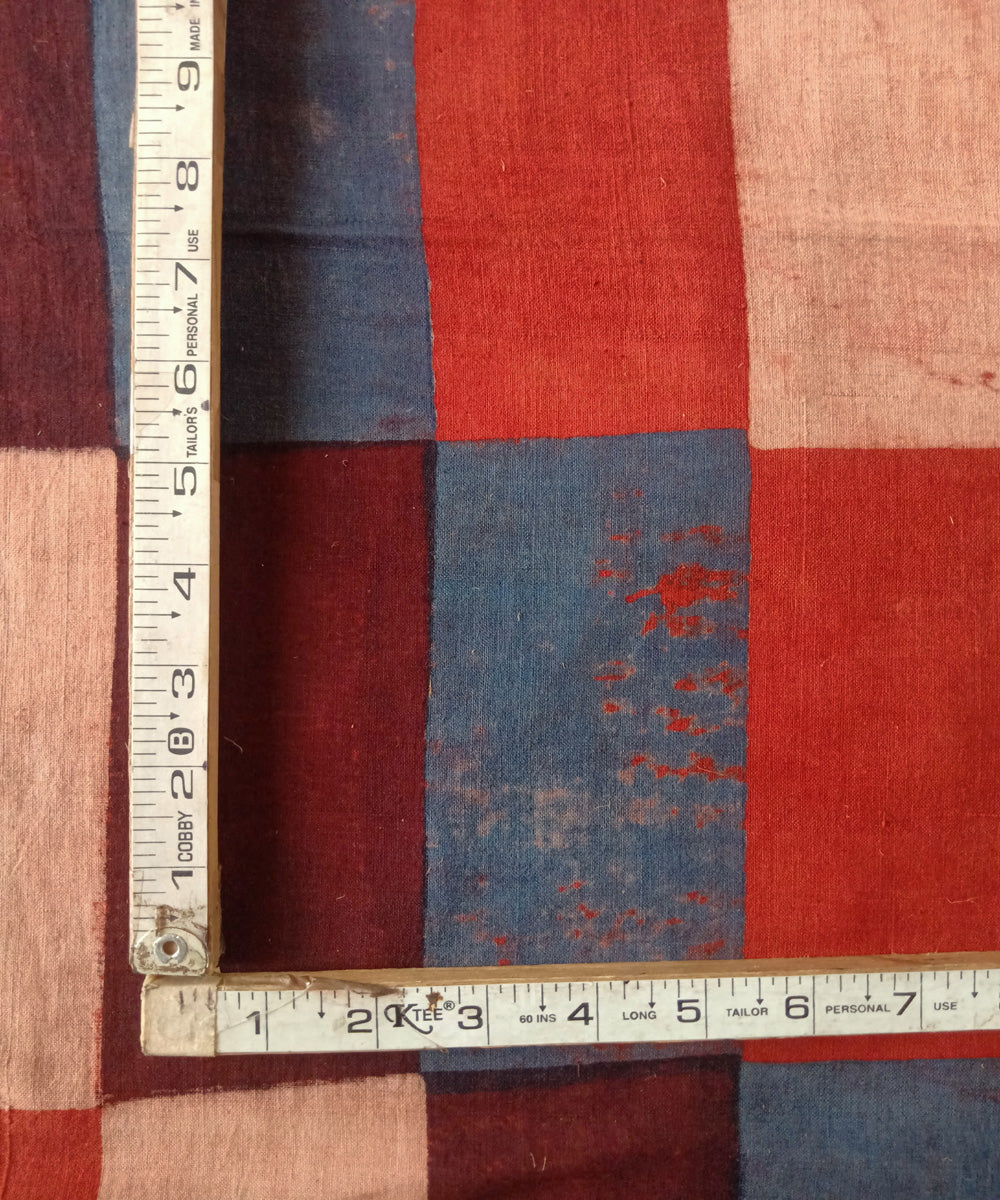 1m red coffee blue handspun handwoven cotton ajrakh Blouse Piece